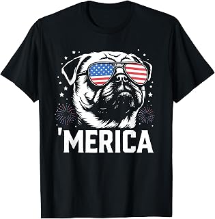 Merica Pug 4th of July T-Shirt