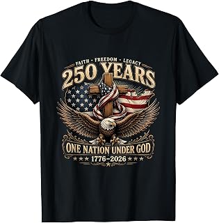 Vintage 250 Years One Nation Under God 1776-2026 4th of July T-Shirt