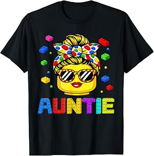 Auntie Master Builder Building Bricks Blocks Mothers Day T-Shirt