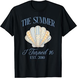 Summer I Turned 16 Years Old 16th Birthday Beach Seashell T-Shirt