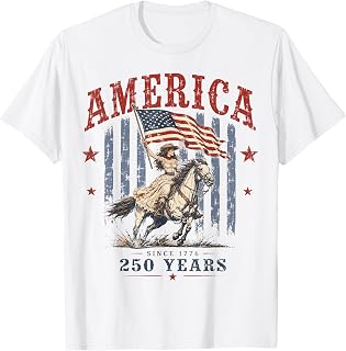 America 250 Years Patriotic Cowgirl 4th July for Girl Women T-Shirt
