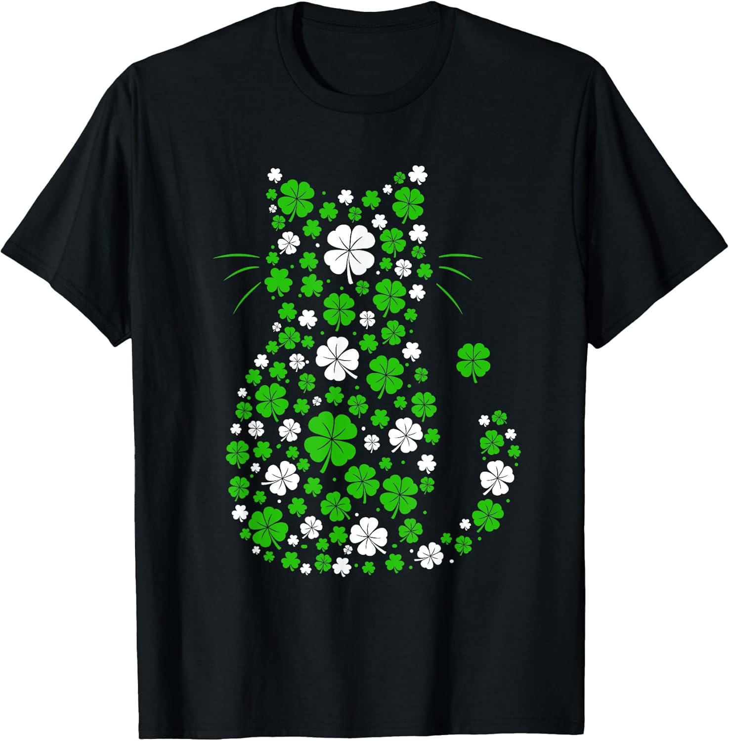 Irish Green Shamrock Lucky Clover St Patricks Day Cat Lover T-Shirt for Men Women Kids
