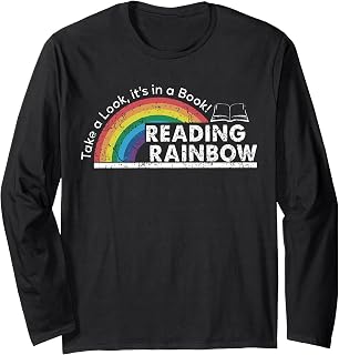 Retro Rainbow Take A Look It's in A Book Reading Bookworm Long Sleeve T-Shirt