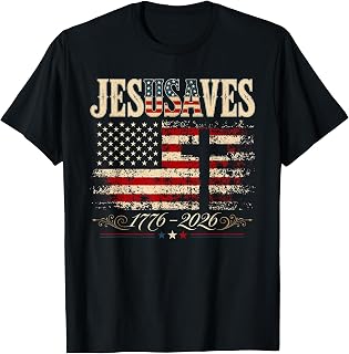 Retro Vintage Jesus Saves JesUSAves USA 250th 4th of July T-Shirt