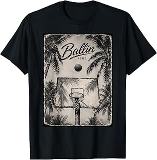 Retro Palm Trees Basketball Hoops T-Shirt