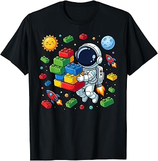 Master Builder Space Astronaut Building Blocks Bricks Boys T-Shirt