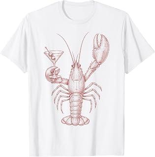 Vintage Lobster Holding Martini Cocktail Seafood Lover T-Shirt