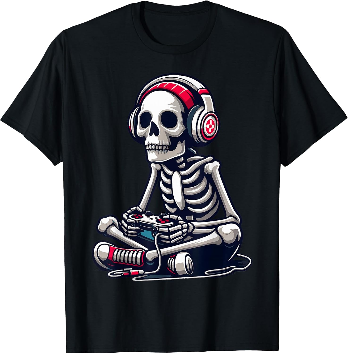 Skeleton Gamer Video Gaming Boys Men Kids Children Halloween T-Shirt