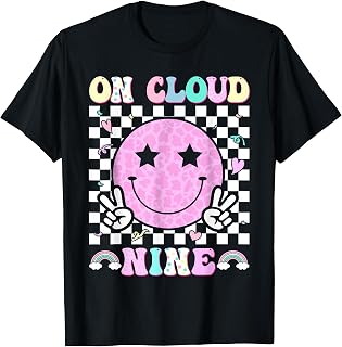 Groovy On Cloud Nine Bday 9 Year Old 9th Birthday Girl T-Shirt
