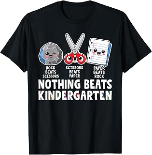 Back to School Nothing Beats Kindergarten Paper Scissors T-Shirt