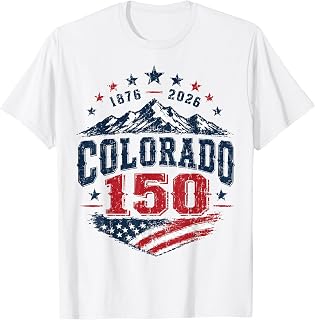 America 250 Colorado 150 Years American Flag 4th of July T-Shirt
