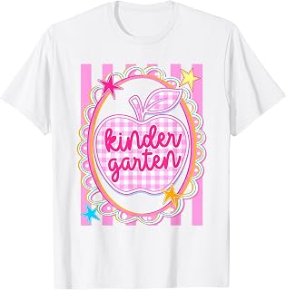 Striped Preppy Kindergarten Back to School Teacher Girl Kids T-Shirt