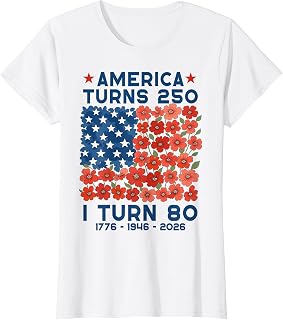 America Turns 250 I Turn 80 1946 80th Birthday Women Mom T-Shirt