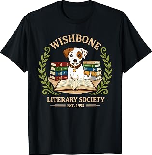 Wishbone Literary Society Est 1995 Dog Book Club Reader T-Shirt