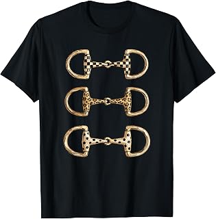 Brushstroke Checkered Leopard Horse Bit,Country Horse Riding T-Shirt