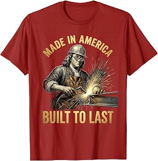 Made in America Built to Last Patriotic Design T-Shirt