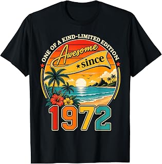 Awesome Since 1972 Vintage Beach Tropical 54th Birthday T-Shirt