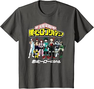 Kids MHA Colorful Kanji Cast Group Superhero Anime T-Shirt