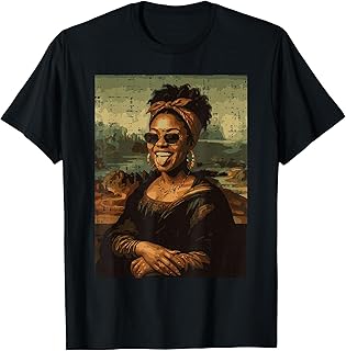 Afro Black Woman Mona Lisa Funny Meme African Women Men Kids T-Shirt