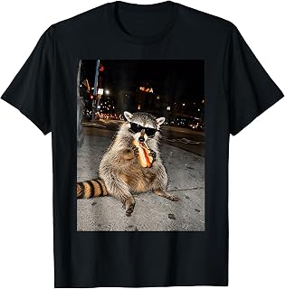 Raccoon Eating Hot Dogs Meme Hungry Trash Panda Snack Animal T-Shirt
