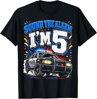 5th Birthday Police Car Police Officer 5 Year Old Boy Gifts T-Shirt