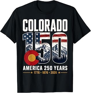 Colorado 150 Years 4th of July America 250 Vintage US Flag T-Shirt