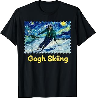 Gogh Skiing Ski Funny Van Gogh Pun Winter Sports Art Design T-Shirt