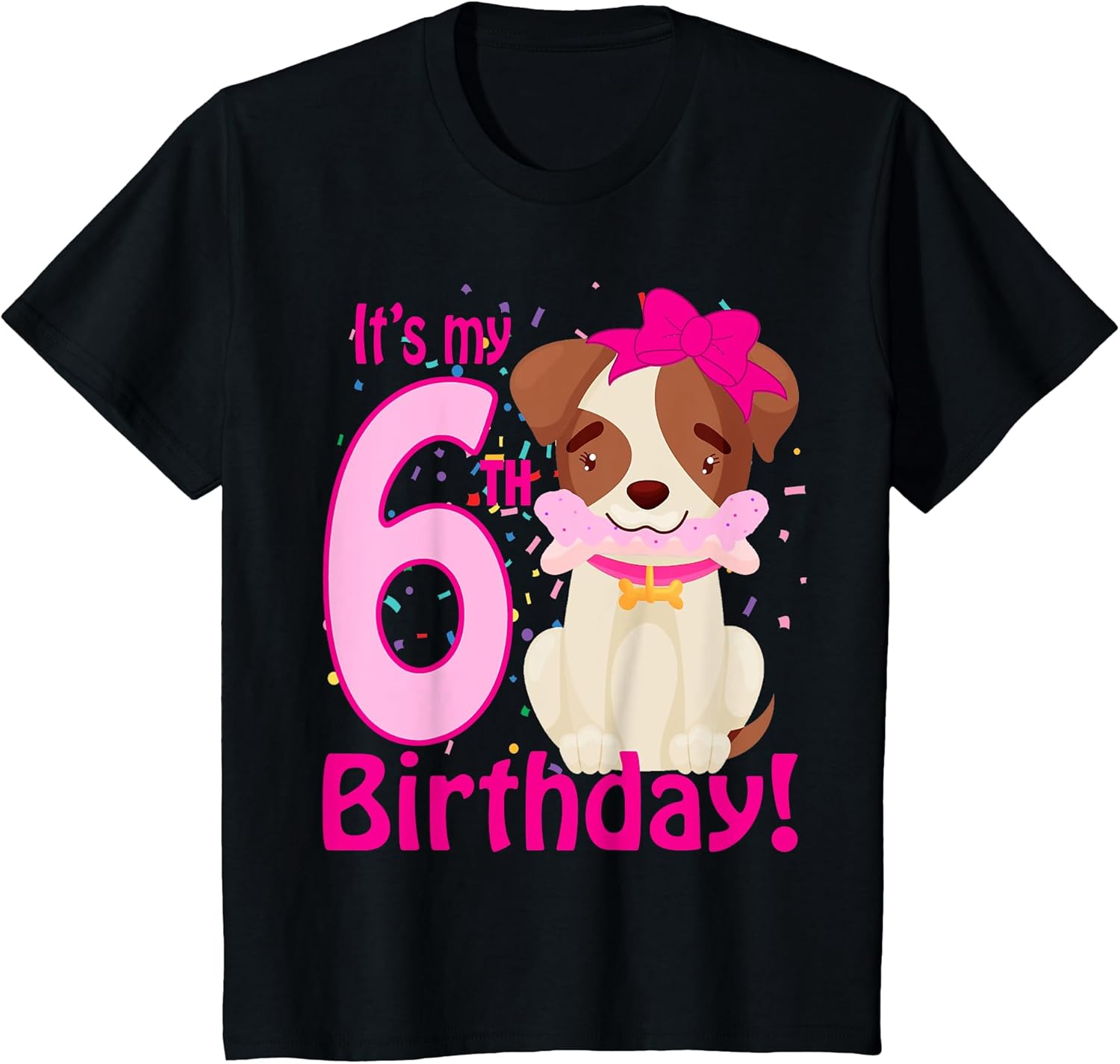 it's my 6th birthday dog lover theme 6 years old puppy girl T-Shirt