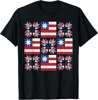 Patriotic Quilt Block American Quilter Sewing Craft Lover T-Shirt