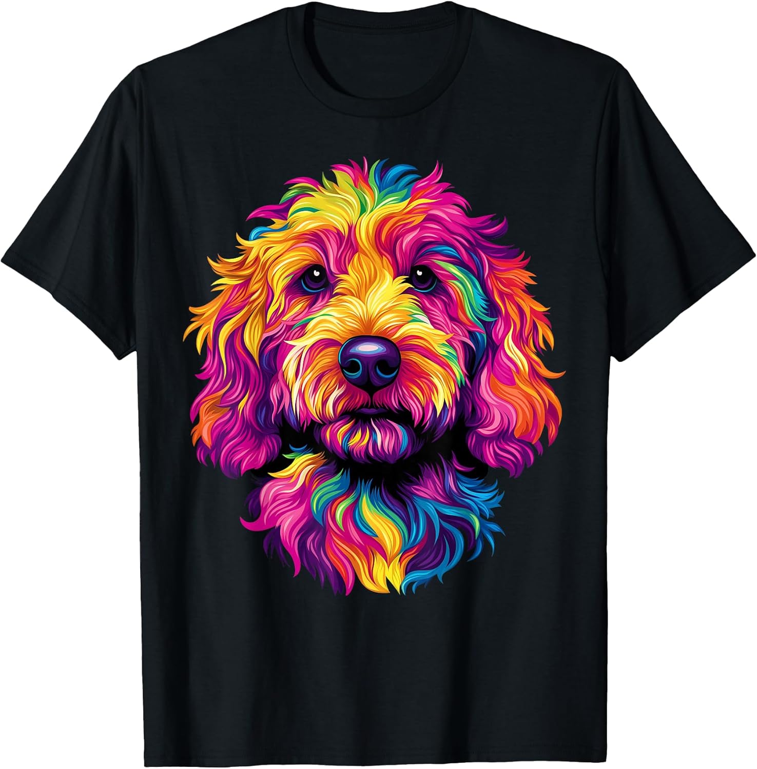 Colorful Goldendoodle Face Golden Doodle Dog Lover Black T-Shirt