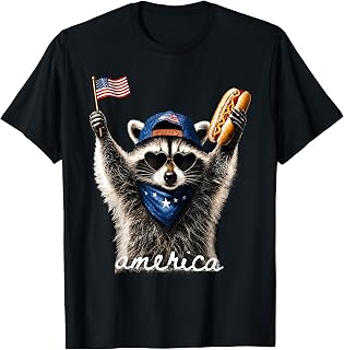 USA America Raccoon Hot Dog 1776-2026 4th of July 250 Years T-Shirt