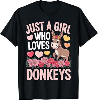 Funny Donkey Art for Women Girls Mom Miniature Mule Donkey T-Shirt