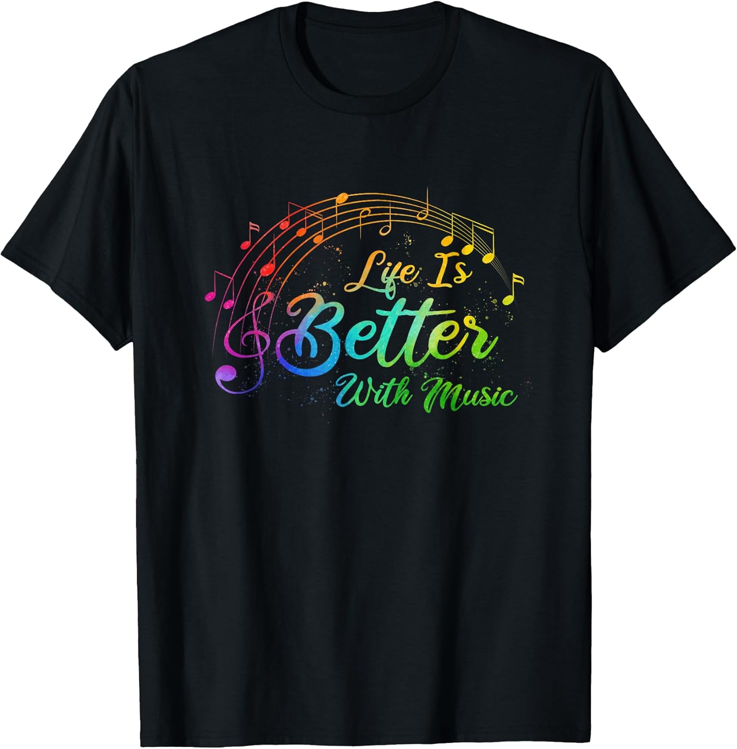 Life is Better with Music Notes Teen Girl Women Musician T-Shirt