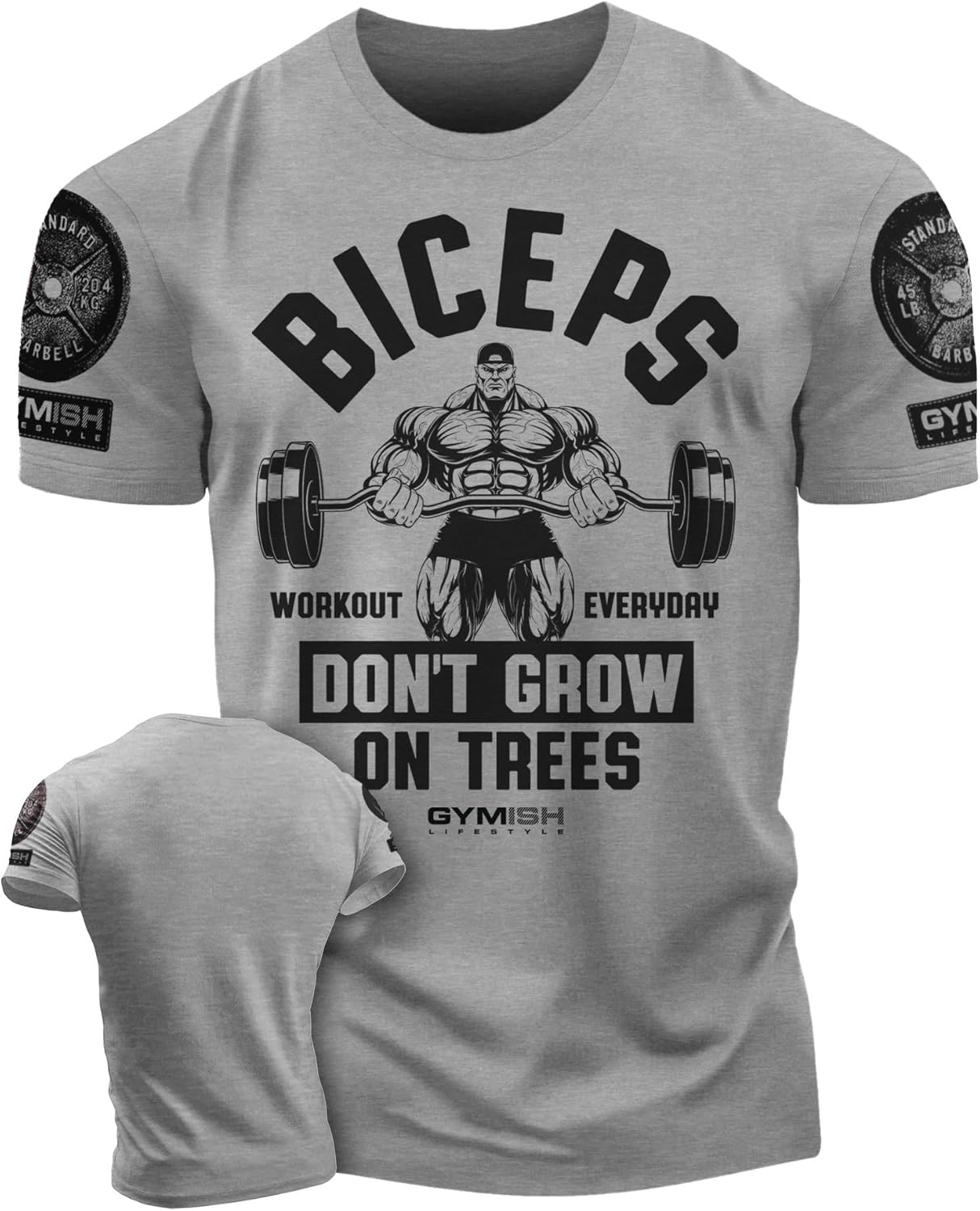 Biceps Dont Grow On Trees Workout Motivational Gym T-Shirts for Men