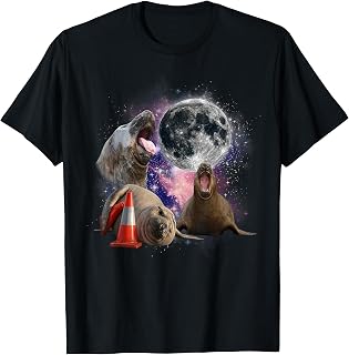 Neil Seal Galaxy Moon Cone Funny Wildlife Design T-Shirt