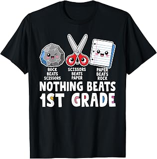 Back to School Nothing Beats 1st Grade Rock Paper Scissors T-Shirt