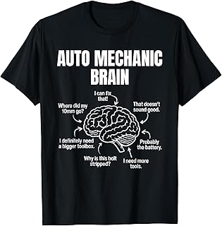 Auto Mechanic Brain Funny Car Repair Auto Garage Mechanic T-Shirt