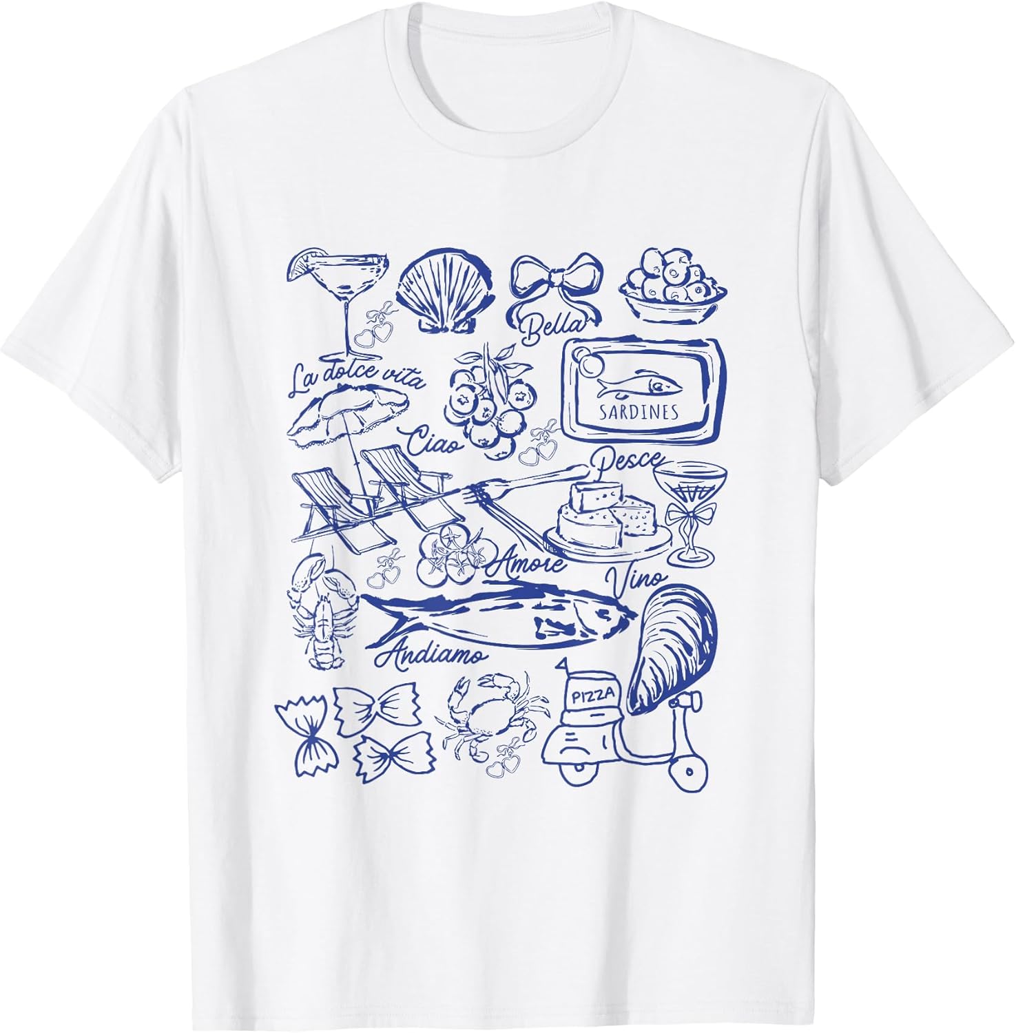 Italian Summer Clean Girl Sardines Fisherman Aesthetic T-Shirt