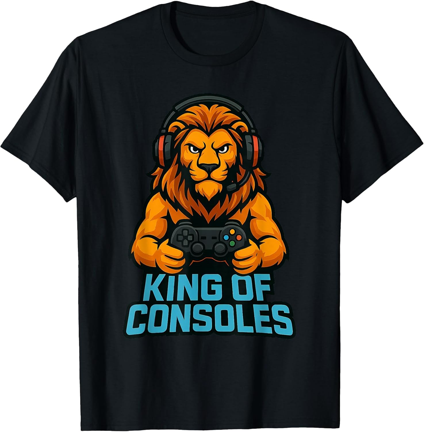 Lion Gamer Headset Controller King of Consoles Video Gaming T-Shirt