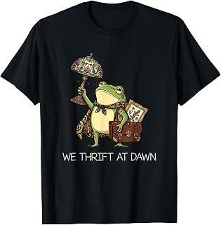 We Thrift At Dawn Vintage Funny Frog Thrifting Meme T-Shirt