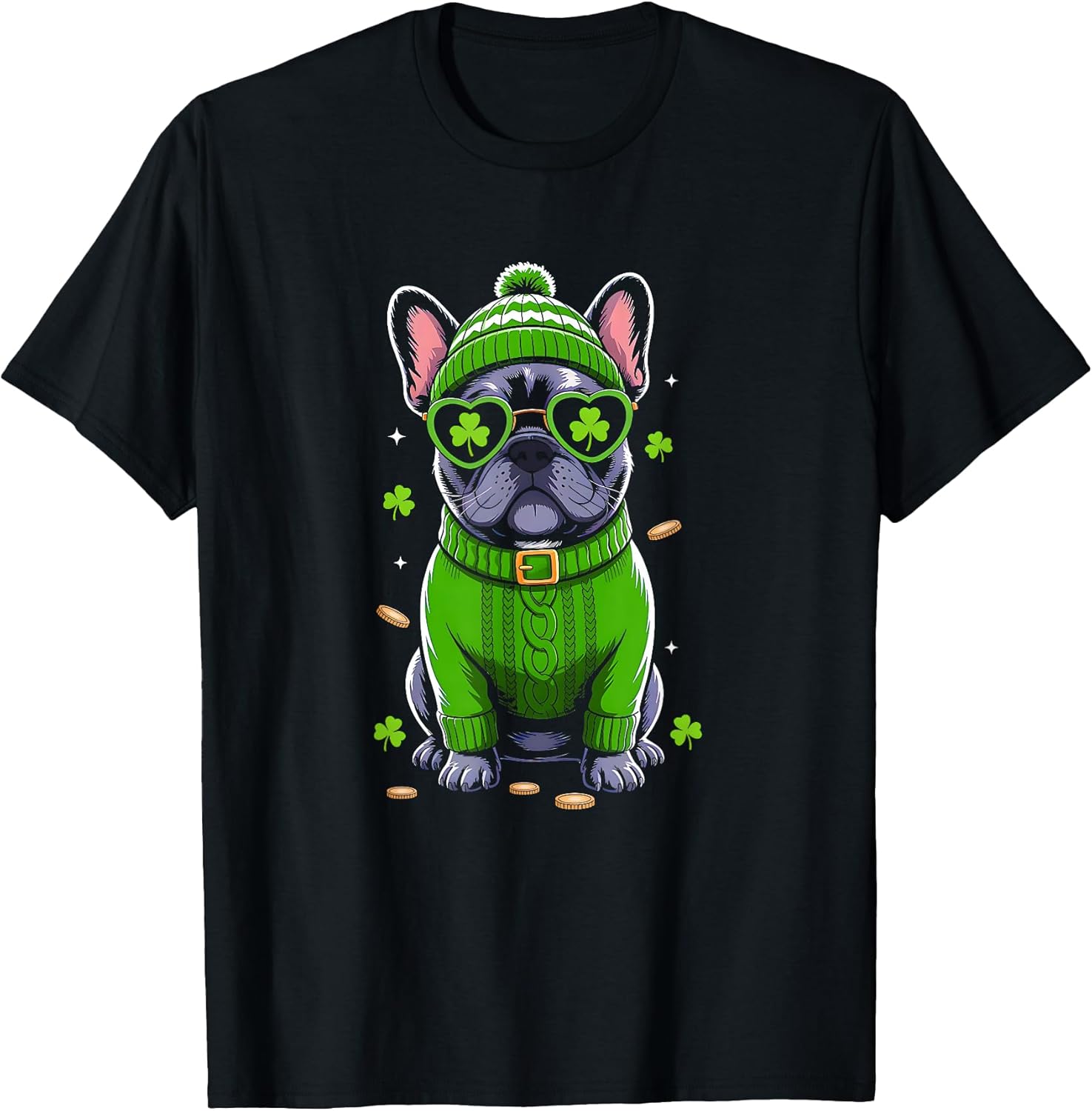 French Bulldog Dog St Patricks Day Lucky Shamrock Dog Lover T-Shirt