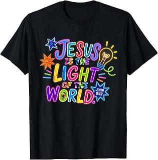 Jesus Lights Christian Bible Verse John 8:12 Glowing Decor T-Shirt