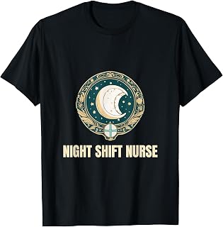 Night Shift Nurse Crescent Moon Stethoscope Design T-Shirt