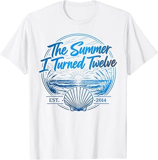 Summer I Turned Twelve 12th Birthday Seashell Girl Kids T-Shirt
