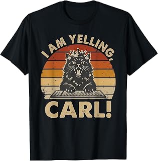 I Am Yelling Carl Funny Cat Keyboard Retro Vintage Cute T-Shirt