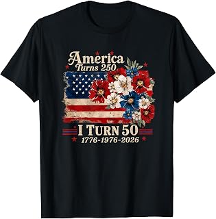Funny America Turns 250 I Turn 50 1976 USA 50th Birthday T-Shirt