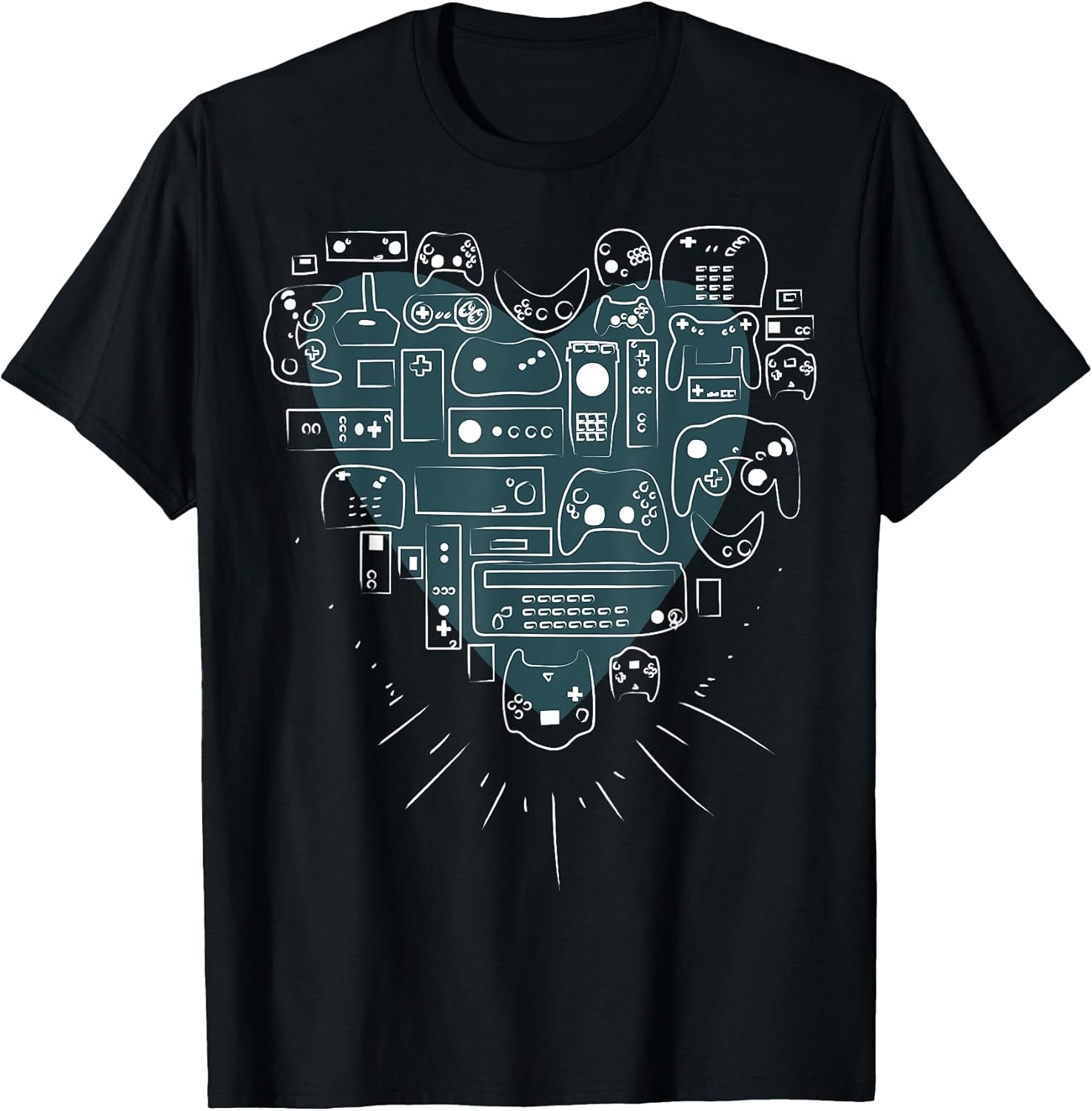 Retro Gaming Heart Video Game Controllers Gamer T-Shirt