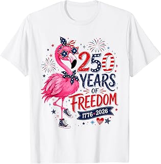 Cute Patriotic Pink Flamingo 250 Years 1776-2026 T-Shirt