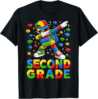 Hello 2nd Grade Kid Boy Building Blocks Brick Back to School T-Shirt