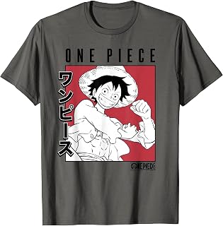 Anime Colorblock Luffy Red with Kanji T-Shirt